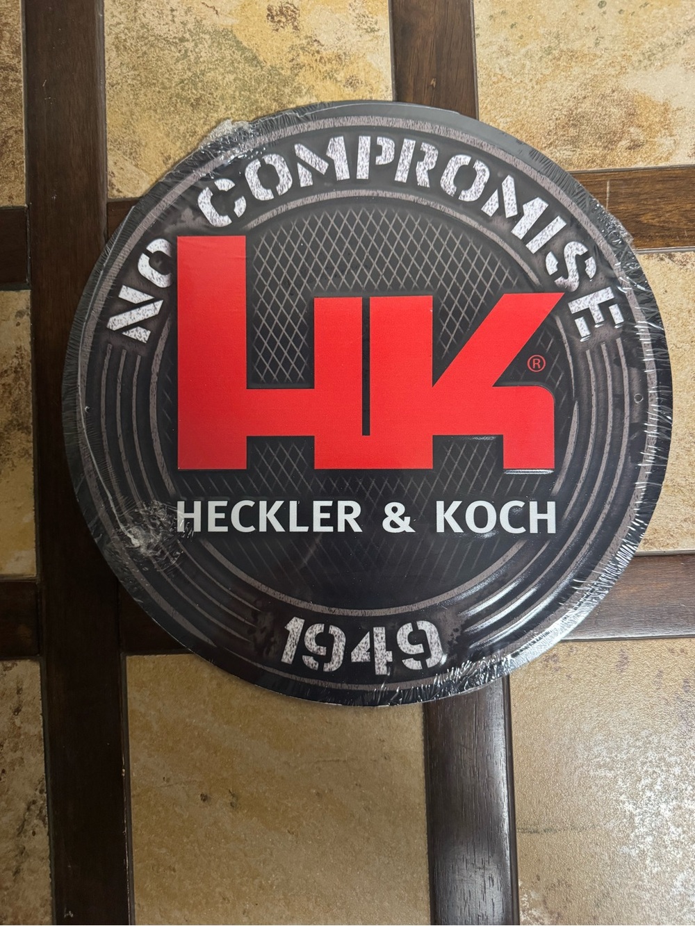 Heckler & Koch Round Logo Sign - Red & Black